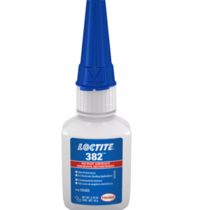 LOCTITE® 382™ – High-viscosity cyanoacrylate adhesive – Bonding metals, plastics, rubbers; electronics assembly, wire tacking, circuit board components.