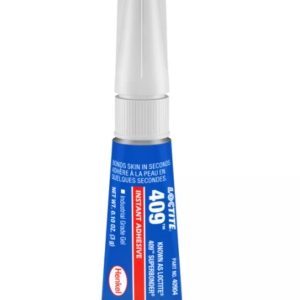 LOCTITE® 409 Cyanoacrylate (Ethyl cyanoacrylate)-Bonding plastics, rubbers, and metals; formulated as a gel to prevent adhesive flow on vertical surfaces