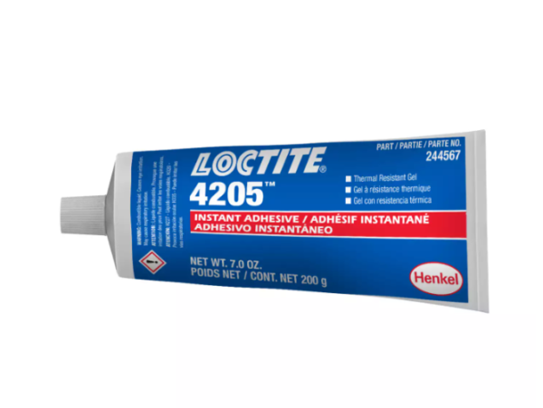 LOCTITE® 4205™ – Elastomer-Toughened Cyanoacrylate Gel – Bonding rubbers, plastics, metals, requiring heat and humidity resistance