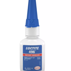 LOCTITE® 496™ – Low-viscosity cyanoacrylate adhesive – Bonding metals, rubbers, plastics; rapid curing for tight-fitting parts.