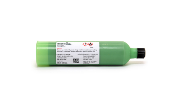 Indium 8.9HF1 - Indium PASTEOT-800596-600g-T4 Solder Paste, No Clean, Lead Free, T4, 88.25%, SAC305, 600g Cartridge
