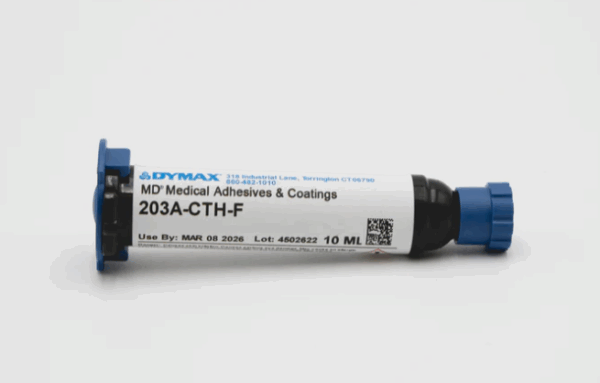 Dymax MD® 203A-CTH-F adhesive for catheter and guidewire bonding with secondary heat cure capability