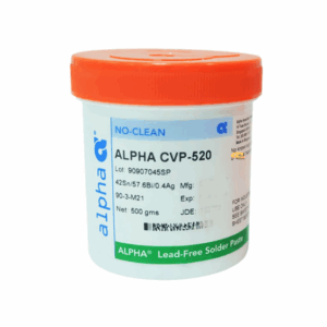 MacDermid Alpha CVP-520 solder paste – formulated for advanced fine-pitch SMT assemblies requiring superior print consistency, excellent coalescence, and robust electrochemical reliability across demanding environments