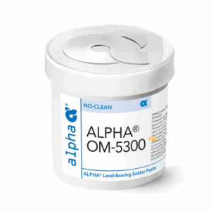 MacDermid Alpha OM-5300 solder paste – formulated for high-reliability SMT, combining wide process latitude, consistent print performance, and strong electrochemical stability to deliver robust solder joints on fine-pitch, high-density PCB assemblies.