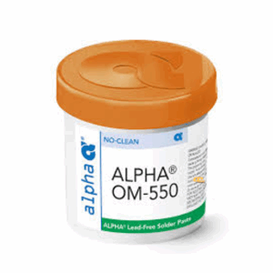 MacDermid Alpha OM-550 solder paste – designed for advanced SMT assembly, offering excellent print consistency, superior wetting, and a wide reflow process window, ensuring high reliability and robust solder joints in fine-pitch, high-density PCBs.