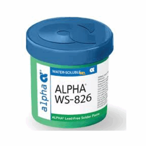 Alpha WS-826 solder paste – water-soluble formulation tailored for fine-pitch SMT assembly, ensuring precise print definition, excellent coalescence, and easy post-solder cleaning to achieve reliable high-density PCB solder joints.