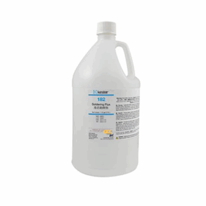 Kester 182 liquid flux – formulated for wave soldering and touch-up, delivering excellent wetting, reduced bridging, and minimal non-corrosive residues, ensuring consistent solder joint reliability on electronic assemblies.