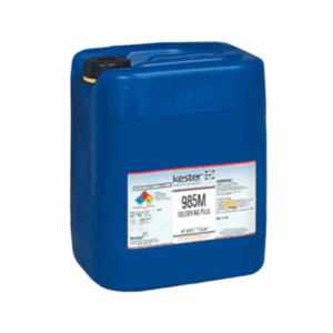 Kester 985M liquid flux – advanced no-clean, halogen-free formulation engineered for wave and selective soldering, providing superior wetting, excellent through-hole penetration, and minimal safe residues for high-reliability PCB assemblies.