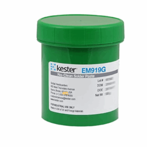 Kester EM919G solder paste – engineered for high-speed SMT printing, offering stable viscosity, precise deposition, excellent wetting, and reliable solder joint performance for fine-pitch, high-density electronic assemblies.