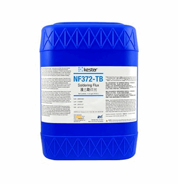 Kester NF372-TB liquid flux – advanced no-clean formulation optimized for selective and wave soldering, providing superior wetting, high through-hole penetration, and exceptionally low, non-corrosive residues to ensure reliable solder joints on complex PCB assemblies.