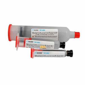 Kester TSF-6592 tacky soldering flux – advanced no-clean formulation designed for BGA reballing, rework, and assembly, providing strong tackiness, excellent wetting, and reliable solder joint formation with minimal residue.
