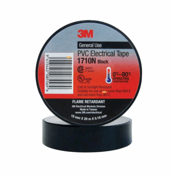 3M™ Temflex™ Vinyl Electrical Tape 1710 - Rubber-resin adhesive - Primary insulation, wire harnessing, phase identification, marking, protection