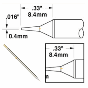 Metcal STTC-145 Soldering Cartridge for through-hole and SMD rework, standard electronic assembly - Soldering Cartridge, Conical Sharp, 700 Series, through-hole and SMD rework