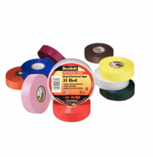 3M™ Scotch® Vinyl Electrical Tape 35 - Rubber-resin adhesive - Electrical maintenance, insulation, phase identification, color-coding, safety marking