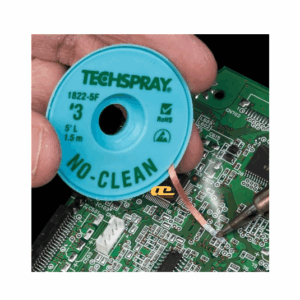 Techspray® No-Clean Desoldering Braid – Prevents dendrite formation, ideal for electronics solder removal and repair.